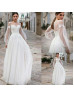 Transparent Sleeve Ivory Lace Tulle Wedding Dress